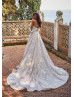 Strapless Beaded Ivory Lace Tulle Wedding Dress With Removable Straps